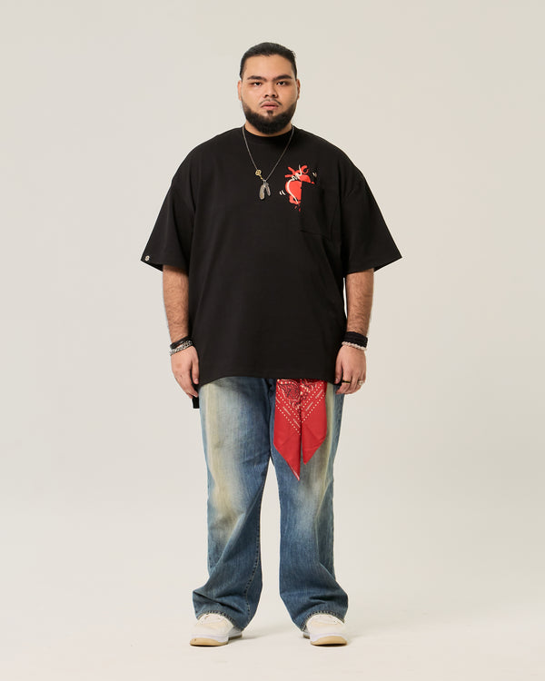 BIGBONES HEART BEAT POCKET TEE - BLACK