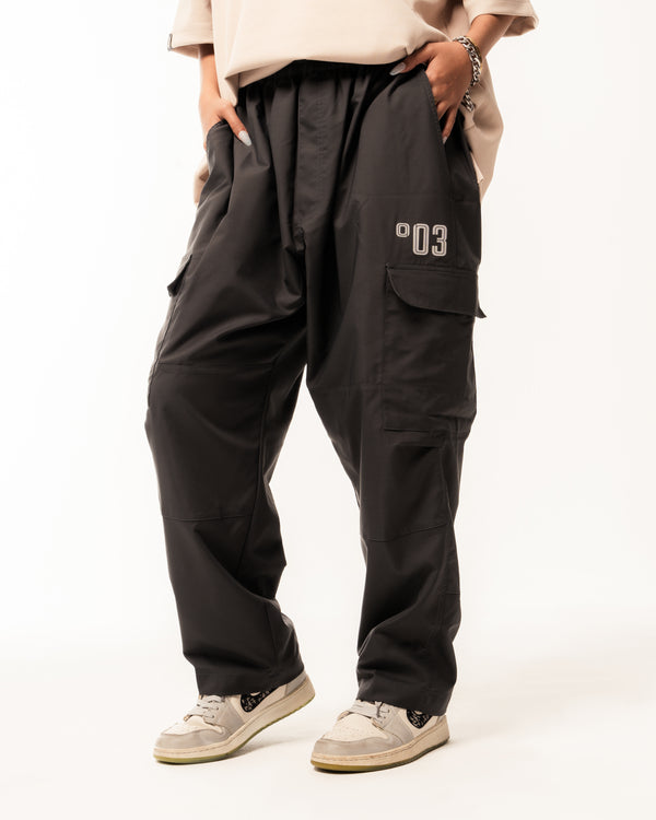 BIGBONES °03 CARGO TRACK PANTS - GREY